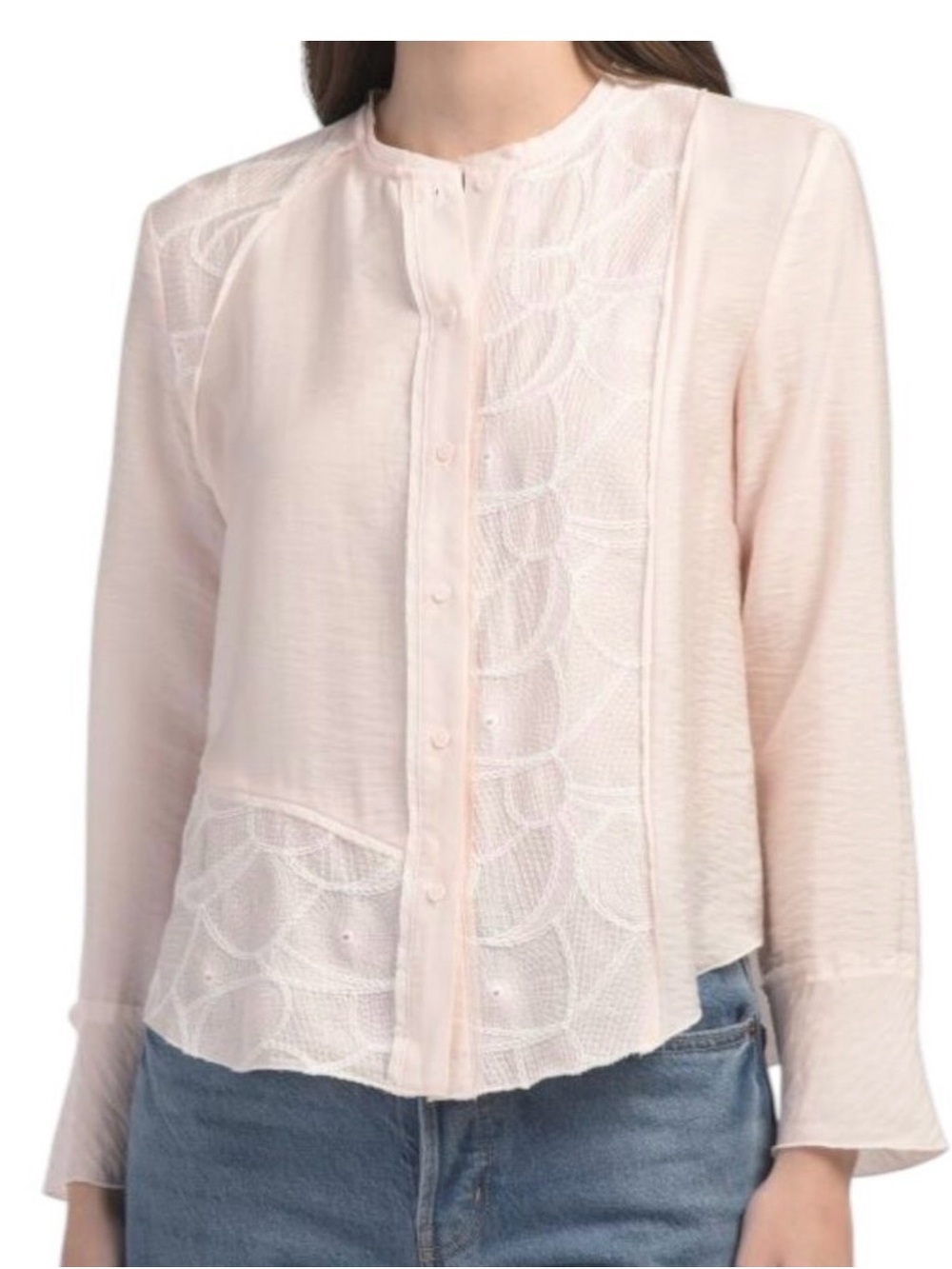 NWT - ELIE TAHARI Long Sleeve Drop Shoulder Novelty Embroidered
Button Down- XS